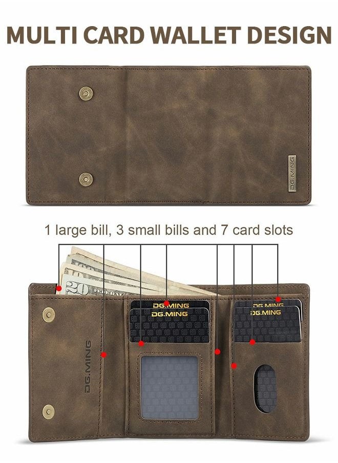 GROIC Samsung Galaxy S23 Ultra 2 in 1 Clutch Wallet Phone Cover, Vintage Slim Leather Case Magnetic Detachable Tri-Fold Wallet Shell, S23 Ultra 6.8" Leather Case with Card Holder Pocket Slim Case  - Image 3