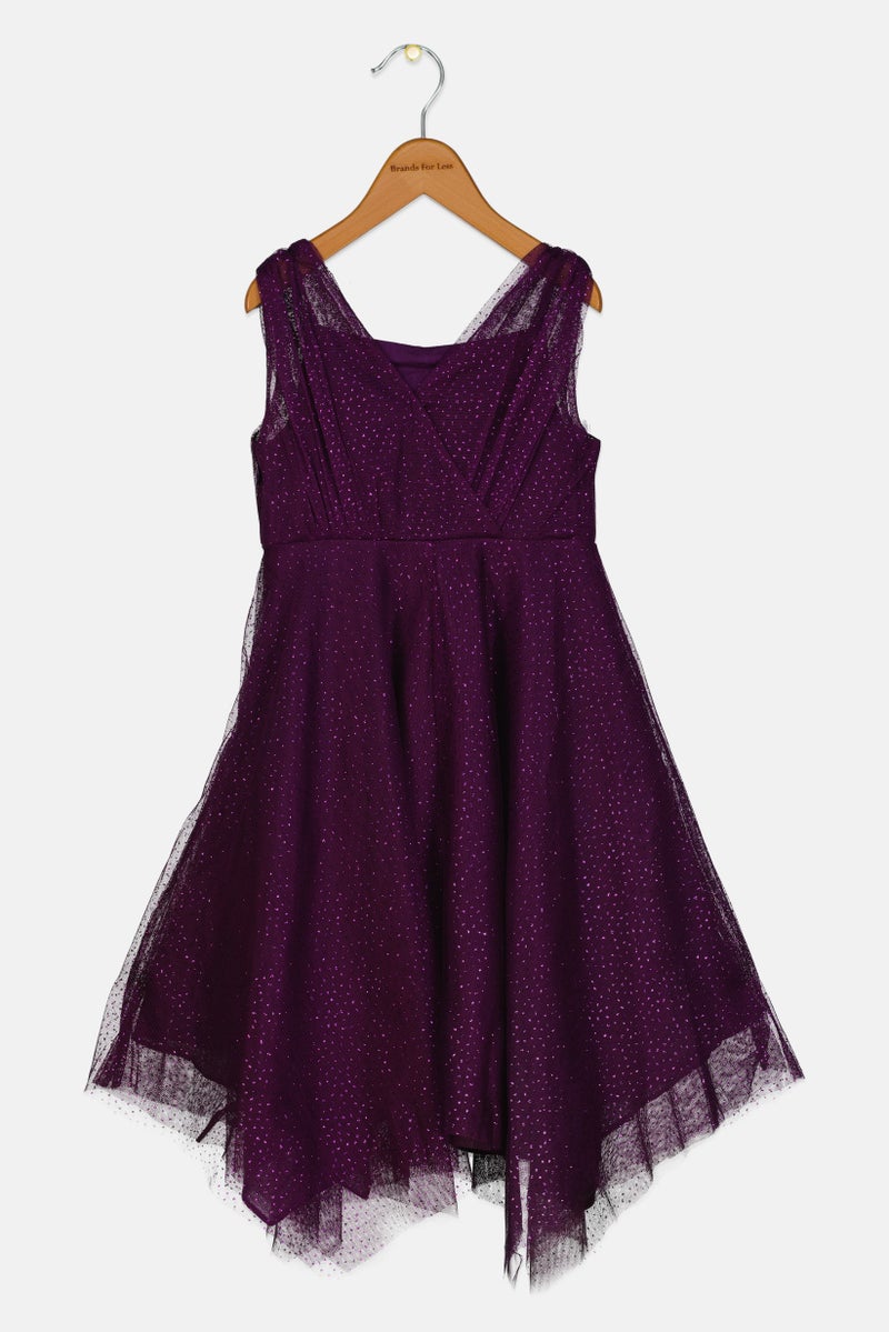 Hamleys Toddlers Girl Metallic Dress, Purple - Image 3