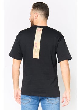 DeFacto Men Crew Neck Short Sleeves Graphic Print T-Shirt, Black  - Image 4