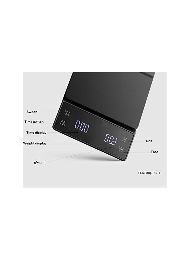 SCALE Display Drip COFFEE SCALE with a timer and touch buttons, High Precision, Auto-Off, Multi-Units, Multi-Purpose, Ergonomic Style (Black) - Image 4