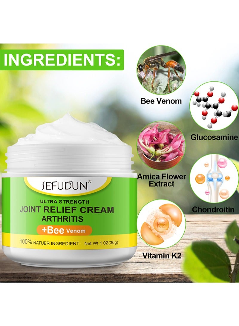 Sefudun Joint Relief Cream - Meniscus Pain Relief Ointment  Bee Venom Ointment for Relieve Sore Joints,Muscles and Joints，Relieve Pain Relieve Pain in Neck， Shoulders，Back， Hips，Knees and Feet Muscle Pain Relief Cream, 1 Pack 30g - Image 5