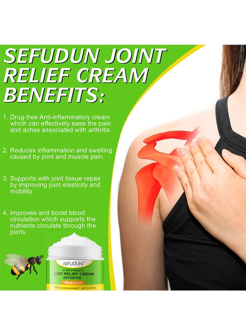 Sefudun Joint Relief Cream - Meniscus Pain Relief Ointment  Bee Venom Ointment for Relieve Sore Joints,Muscles and Joints，Relieve Pain Relieve Pain in Neck， Shoulders，Back， Hips，Knees and Feet Muscle Pain Relief Cream, 1 Pack 30g - Image 4