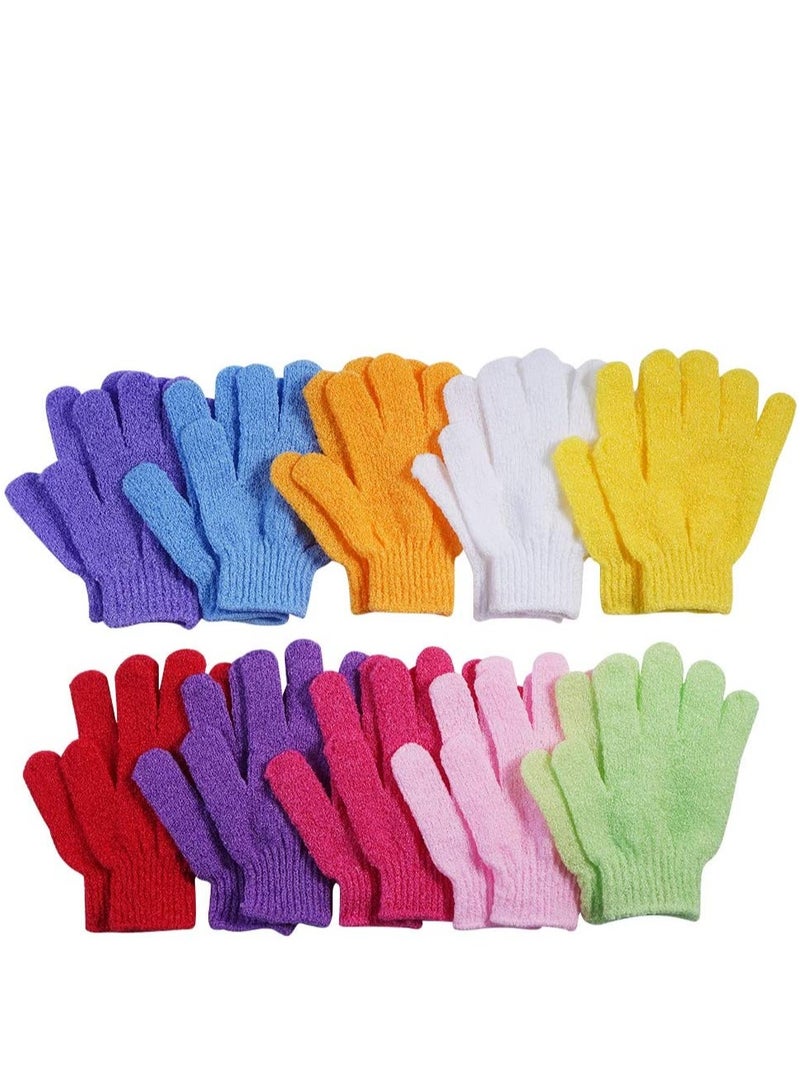 10 Pairs Exfoliating Bath Gloves, Made of 100% NYLON,10 Colors Double Sided Exfoliating Gloves for Beauty Spa Massage Skin Shower Scrubber Bathing Accessories  - Image 1