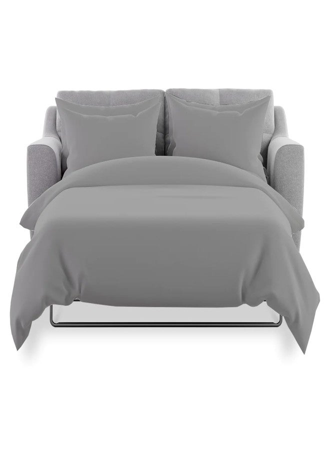 Cottingon 4 PC's Sleeper Sofa Queen Sheets, 100% Brushed Microfiber Couch Sheets, Easily Fits Upto 6" Deep Pull Out Bed Matrress 60" X 74", Light Grey - Image 5