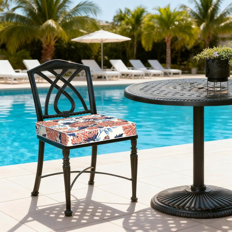LVTXIII Outdoor Chair Cushions 20x20x3 Inch, Square Water-Repellent Patio Seat Cushions with Ties & Hidden Zipper, 2 Pack Thick Foam Chair Pads for Garden Furniture, Vibrant Blossom - Image 2