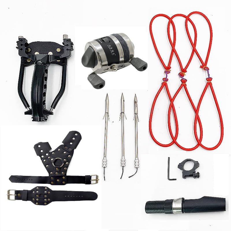 Marksman ® Top Metal Fishing Slingshot Catapult Gulel Combo Set (Fishing Black BL25S Right Hand Combo Set with Holder) - Image 1