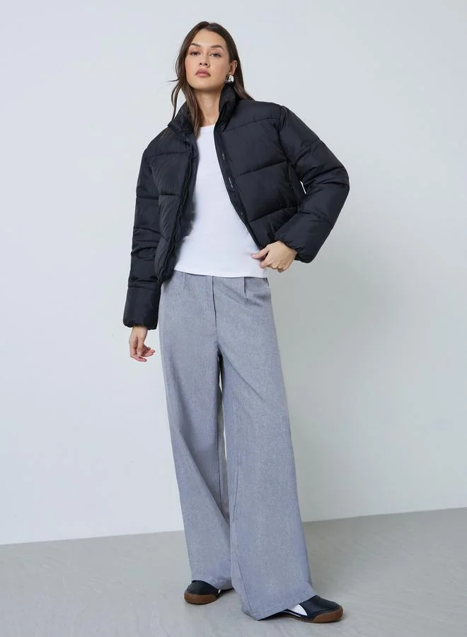 Styli Black Regular Fit Padded Jacket