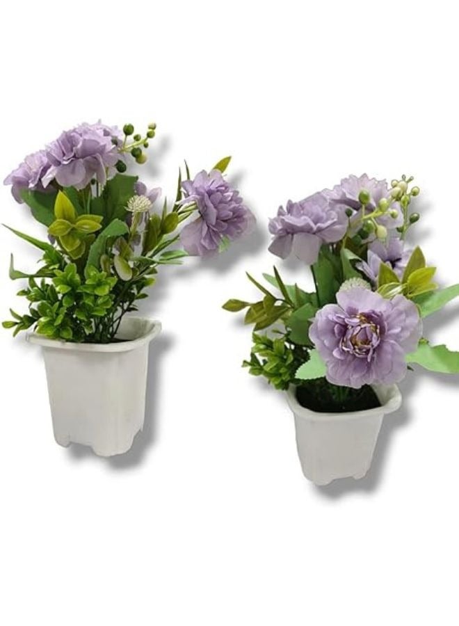 Harmony Home Artificial Mini Potted Plant – 30 cm Faux Flower Arrangement with Lush Greenery, Low-Maintenance Decorative Plant for Home, Office & Desk (Lavender, AP-80148) - Image 1