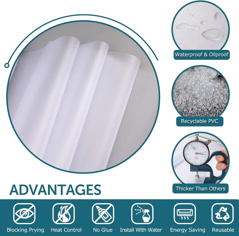 BPA ® Frosted Window Privacy Film - Non Adhesive Static Cling glass Stickers Sun UV Blocking Heat Control Door Covering Decals for Home Office, 17.5 x 78.7 Inch - Image 2