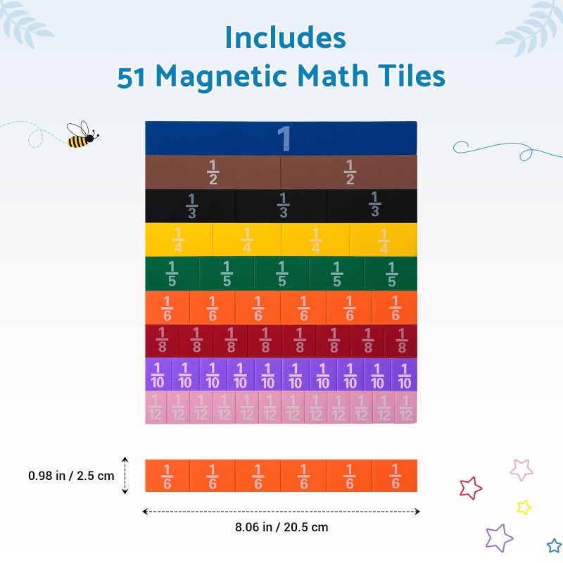 Oli's Toy Factory Montessori Math Magnetic Tiles Classroom Essentials Foam Tiles for Kids to Learn Fraction Equivalence and Math manipulatives Great Learning Resources for The Homeschool Curriculum - Image 2