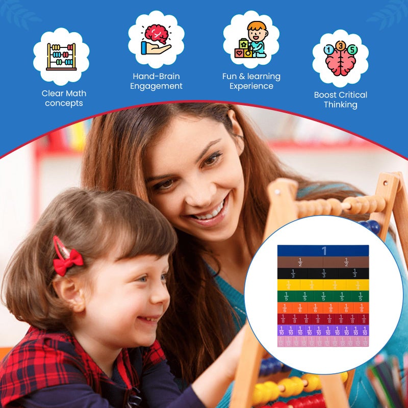 Oli's Toy Factory Montessori Math Magnetic Tiles Classroom Essentials Foam Tiles for Kids to Learn Fraction Equivalence and Math manipulatives Great Learning Resources for The Homeschool Curriculum - Image 5
