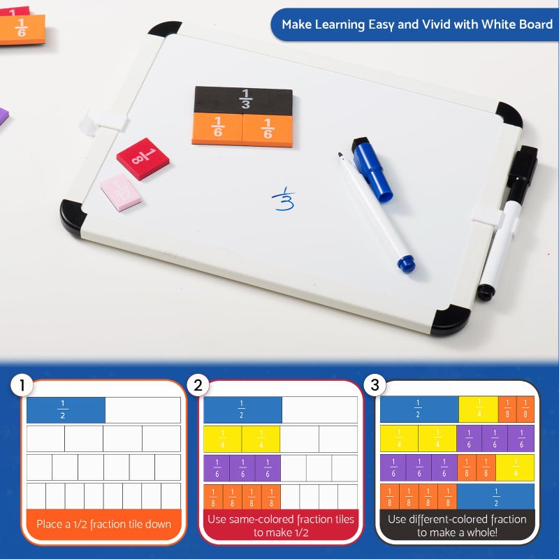 Oli's Toy Factory Montessori Math Magnetic Tiles Classroom Essentials Foam Tiles for Kids to Learn Fraction Equivalence and Math manipulatives Great Learning Resources for The Homeschool Curriculum - Image 3