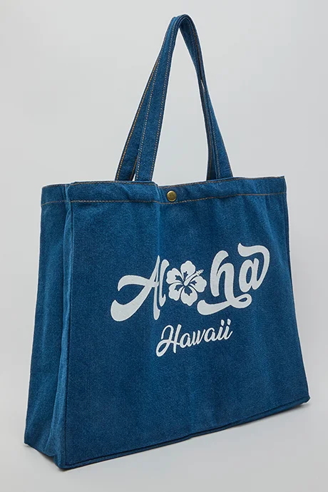 R&B Printed Denim Shoulder Bag