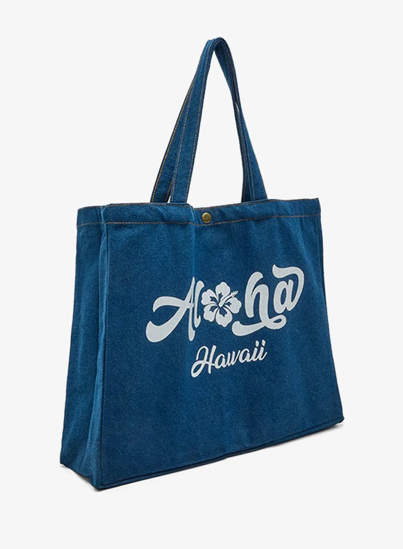 أر أند بي Printed Denim Shoulder Bag