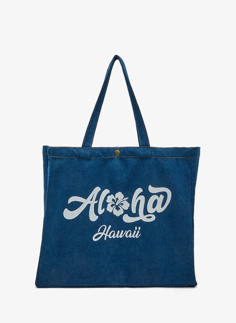 أر أند بي Printed Denim Shoulder Bag