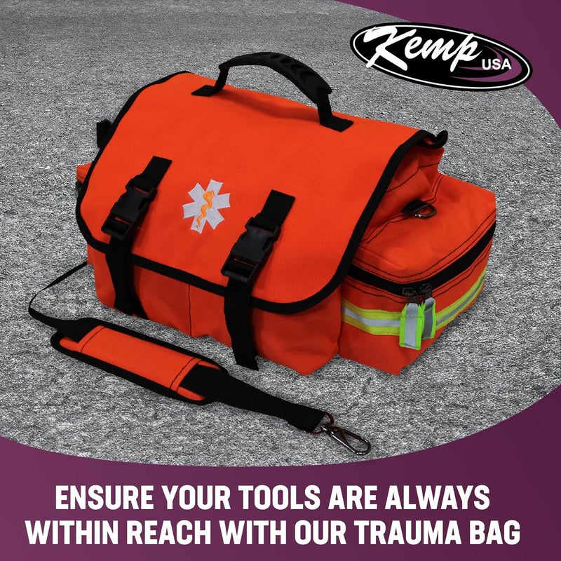 Kemp USA حقيبة الطوارئ كيمب USA EMT للاستجابة الأولى - مجموعة الإسعافات الأولية - معدات البقاء مع عواكس عالية الوضوح للاستجابة الطبية السريعة - برتقالية - Image 5