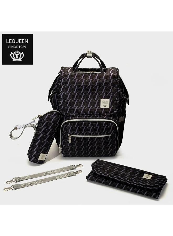 LeQueen Diamond 8th Special Edition Soft Waterproof Diaper Bag - Black - Image 1