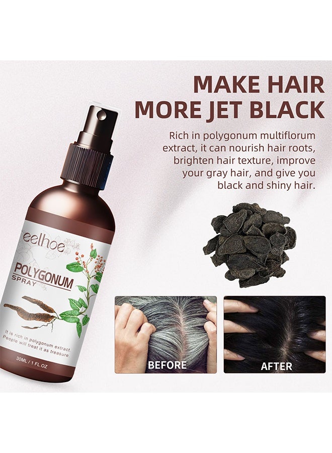 EELHOE Polygonum Spray - Herbal Gray Hair Reverse Spray, Grey Hair Smoothing & Darkening, Polygonum multiflorum Hair Conditioner Serum for Growth, For Women & Men Hair Thinning and Loss, Boost Natural Black Color Mist - Image 4