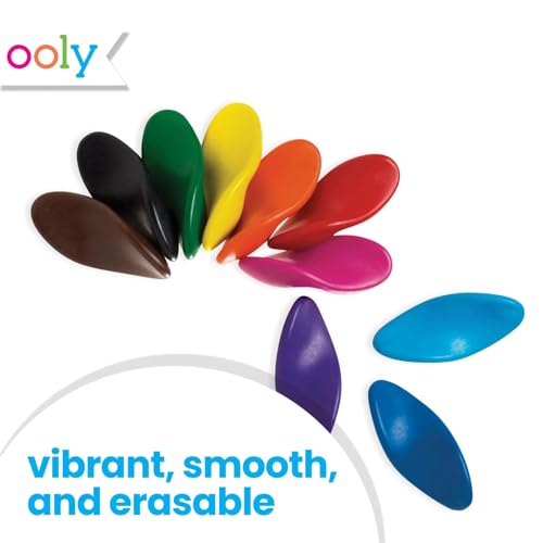 Ooly Ergonomic Erasable Crayons for Young Kids, 10 Colored Crayons in Bright Colors are Non-Toxic and Made from Eco-Friendly Polymers, No Rolling Crayon, Gifts for Kids - Image 4