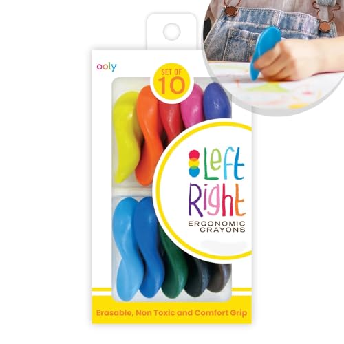 Ooly Ergonomic Erasable Crayons for Young Kids, 10 Colored Crayons in Bright Colors are Non-Toxic and Made from Eco-Friendly Polymers, No Rolling Crayon, Gifts for Kids - Image 1