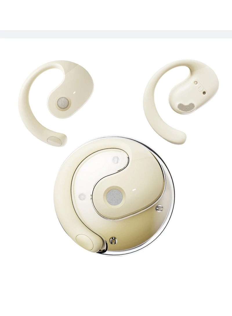 AROAQ Bluetooth Earphones, IPX5 Waterproof TWS Wireless Bluetooth Headset, 9D Sound Quality Comfortable Earhook Stereo Headphones With Mic For Running Cycling Workout Training, (White) - Image 1