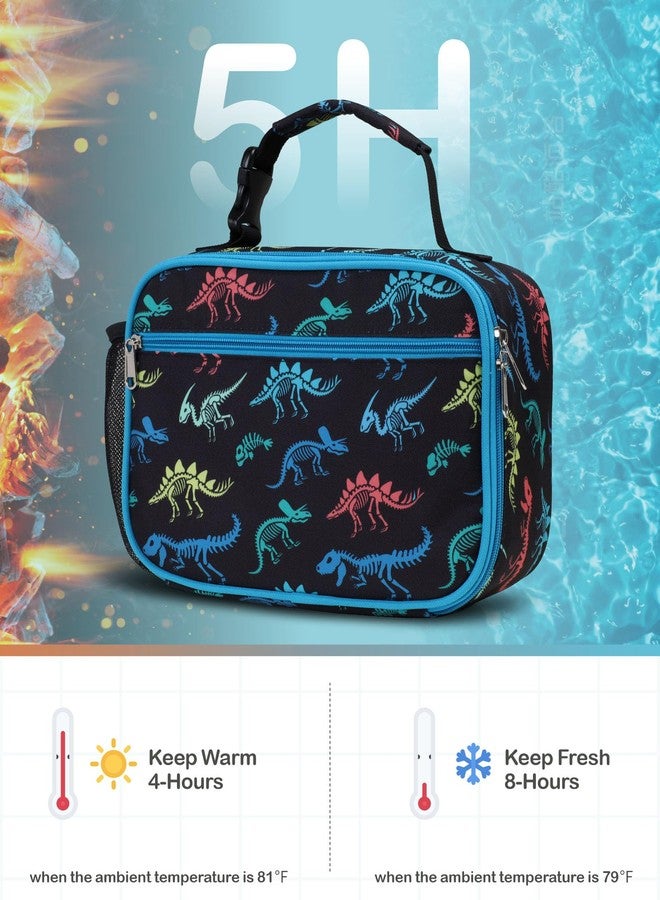 Bagseri Kids Lunch Bag Boys - Insulated Lunch Box for Kids Reusable Leak-Proof Boys Lunch Bag With Water Bottle Holder Toddler Lunch Box for Daycare and School, Black Dinosaur Fossil - Image 3