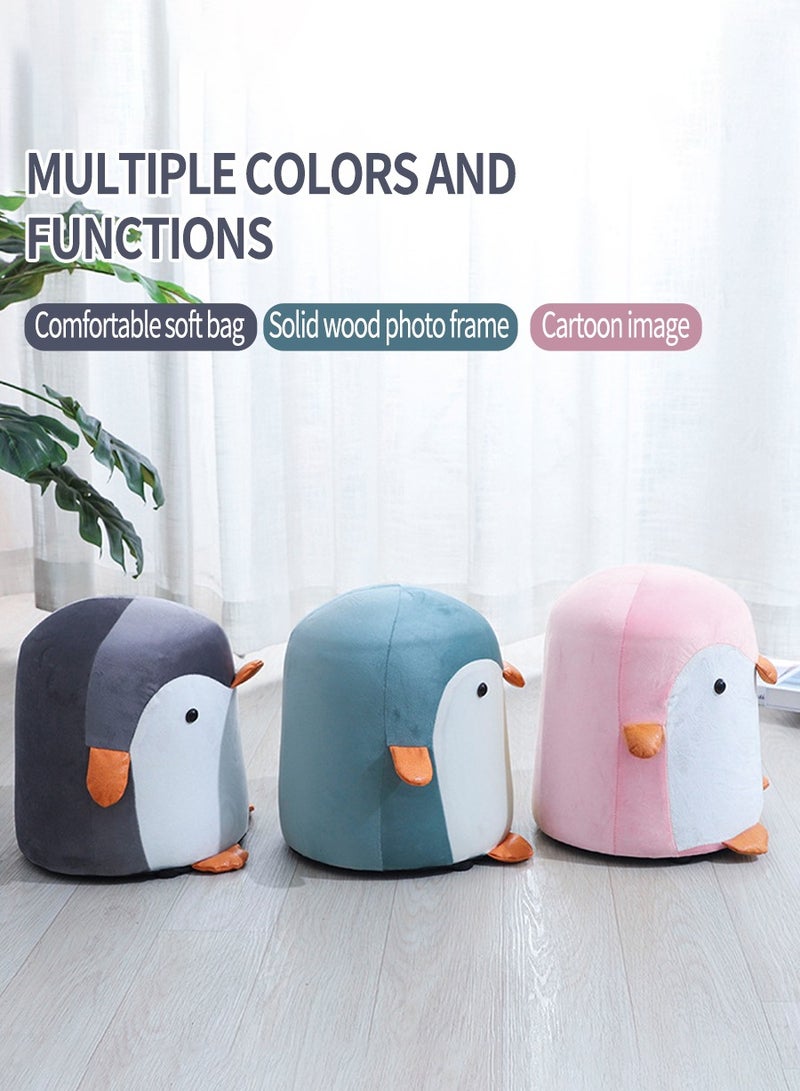 BEIRUI Round wooden stool with fabric cover - animal appearance design, multi-functional footstool and side table living room compact home decoration chair - Image 2