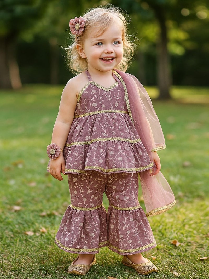 A.T.U.N. (ALL THINGS UBER NICE) Girls Kurti, Sharara and Dupatta Set | Comfortable Ethnic Wear Clothing Set - Image 2