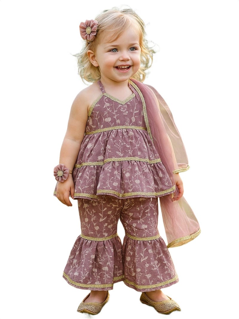 A.T.U.N. (ALL THINGS UBER NICE) Girls Kurti, Sharara and Dupatta Set | Comfortable Ethnic Wear Clothing Set - Image 1