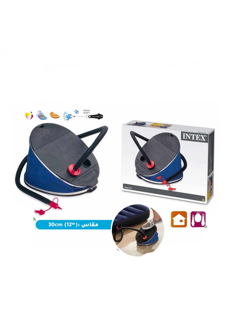 انتكس مضخة هواء بالقدم، أسود/أزرق، 12 بوصة