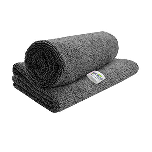 SOFTSPUN Microfiber Cleaning Cloths, 2pcs 40x40cms 340GSM Grey! Highly Absorbent, Lint and Streak Free, Multi -Purpose Wash Cloth for Kitchen, Car, Window, Stainless Steel, Silverware - Image 2