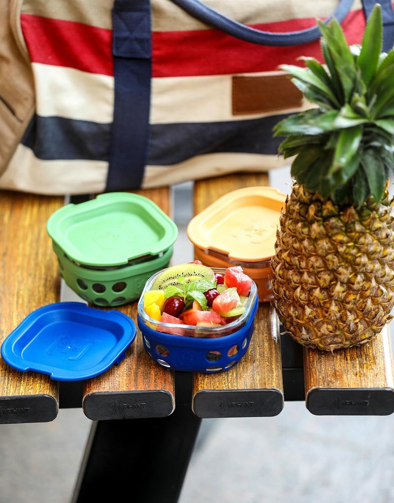 TintBox Premium Glass Lunch Box with Protective Silicone Sleeve Glass Tiffin Box with Canvas Lunch Bag Borosilicate Lunch Boxes for Office Men Women 300ml Set of 2 Oasis Blue - Image 2