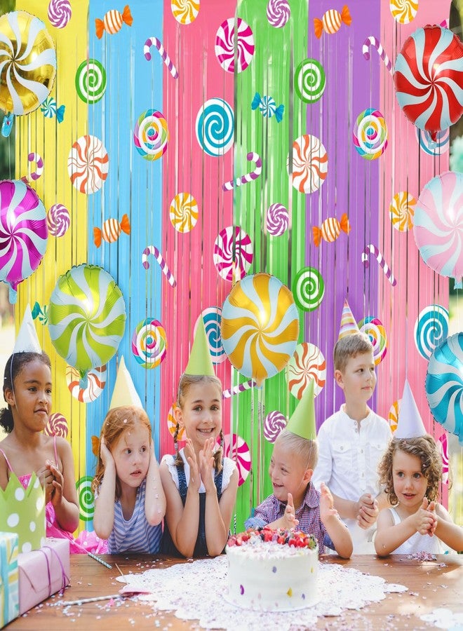 Blosssound 2 Packs Candyland Party Decorations 3.3 x 6.6 ft Christmas Candy Foil Fringe Curtain Lollipop Tinsel Streamers for Christmas Candyland Birthday Baby Shower Sweet Shop Decor(2 Packs, Candy) - Image 5