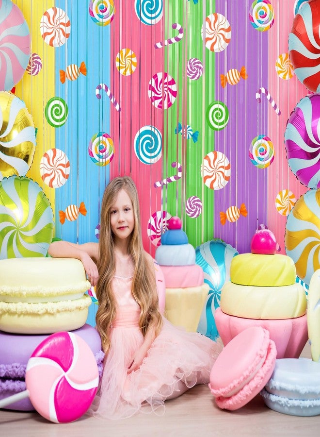 Blosssound 2 Packs Candyland Party Decorations 3.3 x 6.6 ft Christmas Candy Foil Fringe Curtain Lollipop Tinsel Streamers for Christmas Candyland Birthday Baby Shower Sweet Shop Decor(2 Packs, Candy) - Image 4
