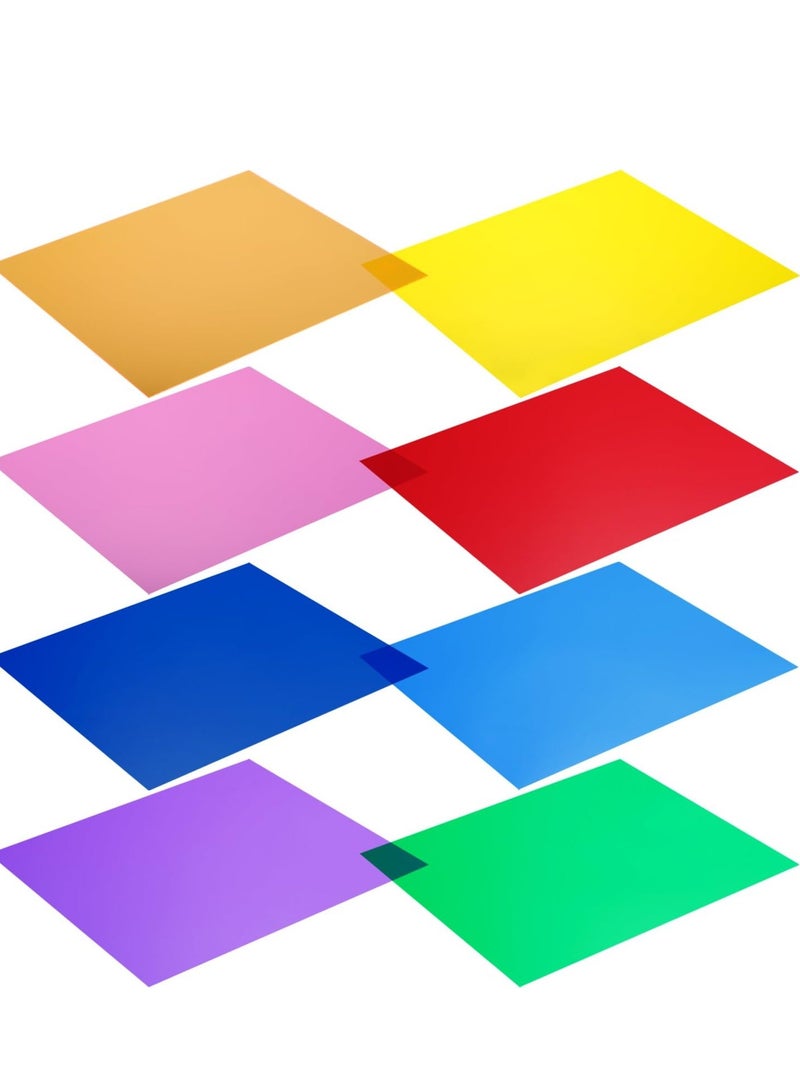 Neewer® 12x12"/30x30cm Transparent Color Correction Light Gel Filter Set Pack of 8 Gel Sheet for Photo Studio Strobe Flashlight (Red, Yellow, Orange, Green, Purple, Pink, Light Blue, Dark Blue) - Image 1