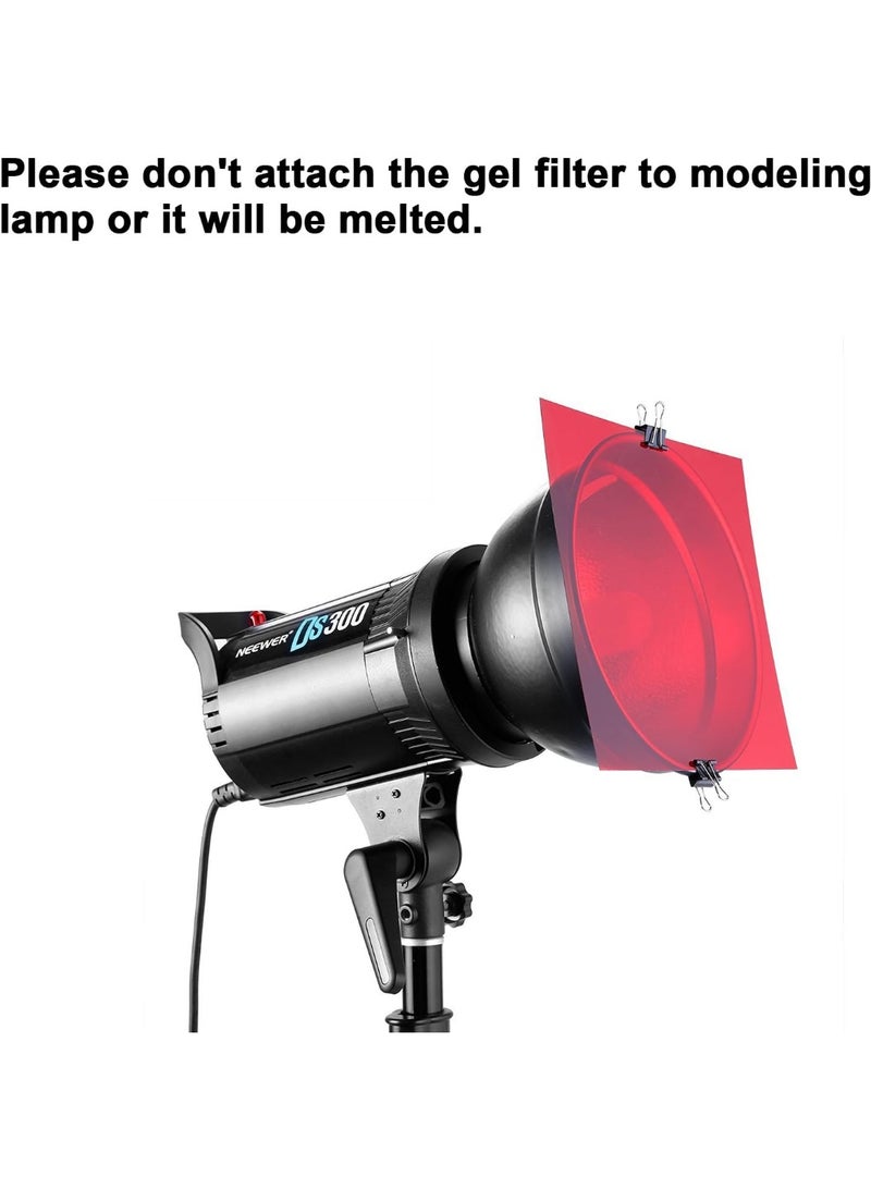 Neewer® 12x12"/30x30cm Transparent Color Correction Light Gel Filter Set Pack of 8 Gel Sheet for Photo Studio Strobe Flashlight (Red, Yellow, Orange, Green, Purple, Pink, Light Blue, Dark Blue) - Image 4