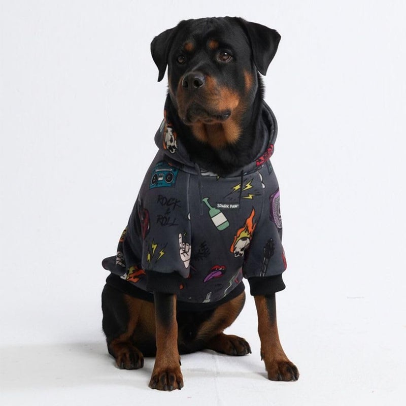Spark Paws Dog Hoodie Premium Dog Sweater for Small Medium and Large Dogs Warm Outfits for French Bulldogs Pitbull Puppy Winter Jacket Alternative Rock and Roll 4XL - Image 2