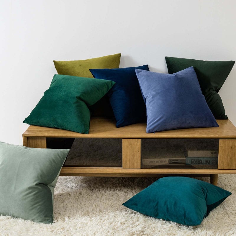 JUSPURBET غطاء وسادة جوسبر بيت باللون الأخضر الداكن مجموعة من 2 غطاء وسادة زخرفي 22x22 من المخمل للكنبة والأريكة والسرير غطاء وسادة ناعم مع سحاب غير مرئي لتزيين غرفة المعيشة والديكور المنزلي - Image 4