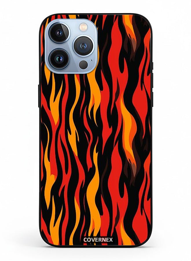 Covernex Apple iPhone 13 Pro Max Protective Case Cover Printed Featuring Stylized Flame Pattern - Image 2