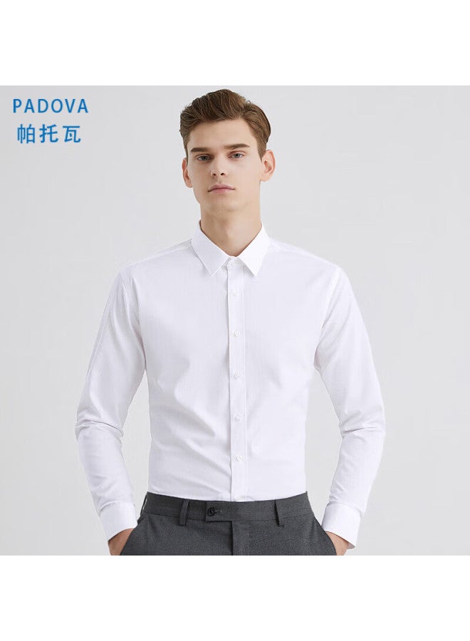 Patova Men's Long Sleeve Solid Color Business Professional Formal White Shirt Workwear Men's Dress Shirt Men Cs108 Black 4XL - Image 1