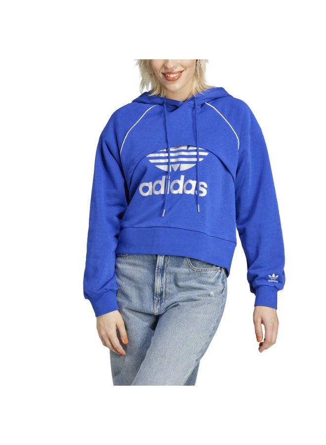 Adidas BIG LOGO HOODIE Blue Originals Women SWEATSHIRTS - Image 4