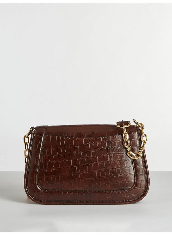 Fargo Duchess Shoulder Bag for Women | Croco Textured Vegan Leather Handbag with RFID Pockets, YKK Zipper, Crossbody Strap | Stylish Sling Tote for College, Casual & Party Use (Brown) - Image 5