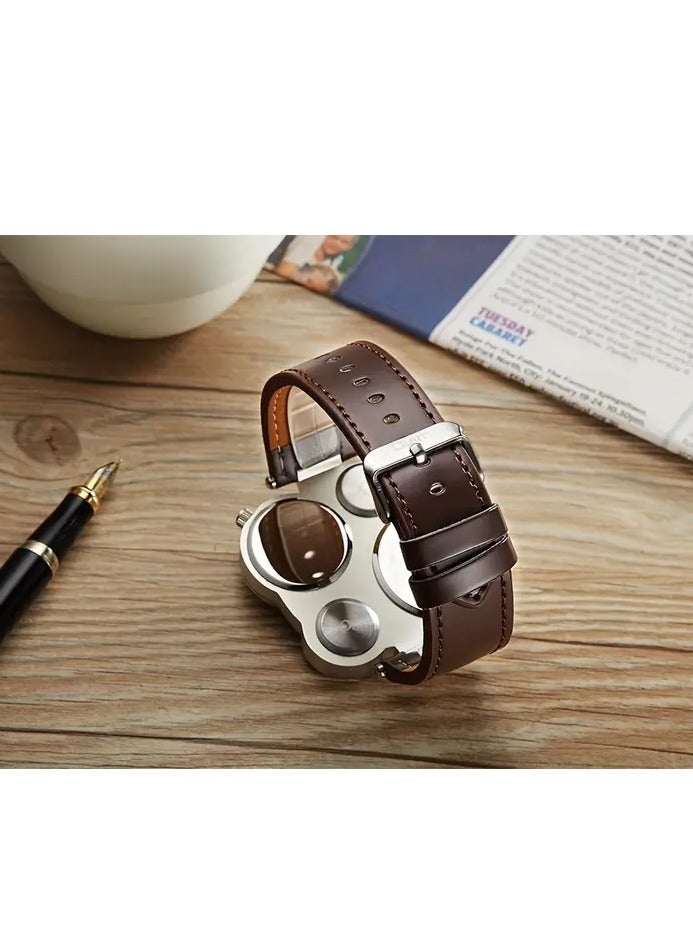 أولم الرياضة في الهواء الطلق الرجال الكبيرة رقم الكوارتز ساعة مع الحزام والبوصلة، شاشة كبيرة التناظرية، حالة الفولاذ المقاوم للصدأ، وظيفة التاريخ، الحركة الإلكترونية، التخييم ساعة - Image 4