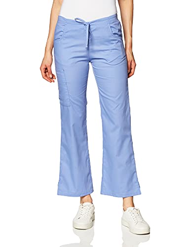 Dickies Women's Signature Mid Rise Drawstring Scrubs Cargo Pant, Ciel, Small Petite - Image 1