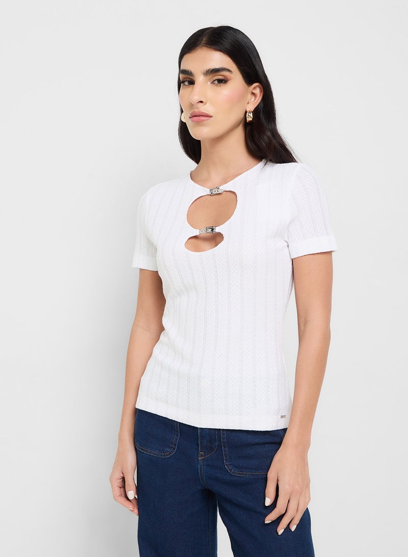 جس بلوزة فاليريا قصيرة الأكمام بخطاف - Image 1