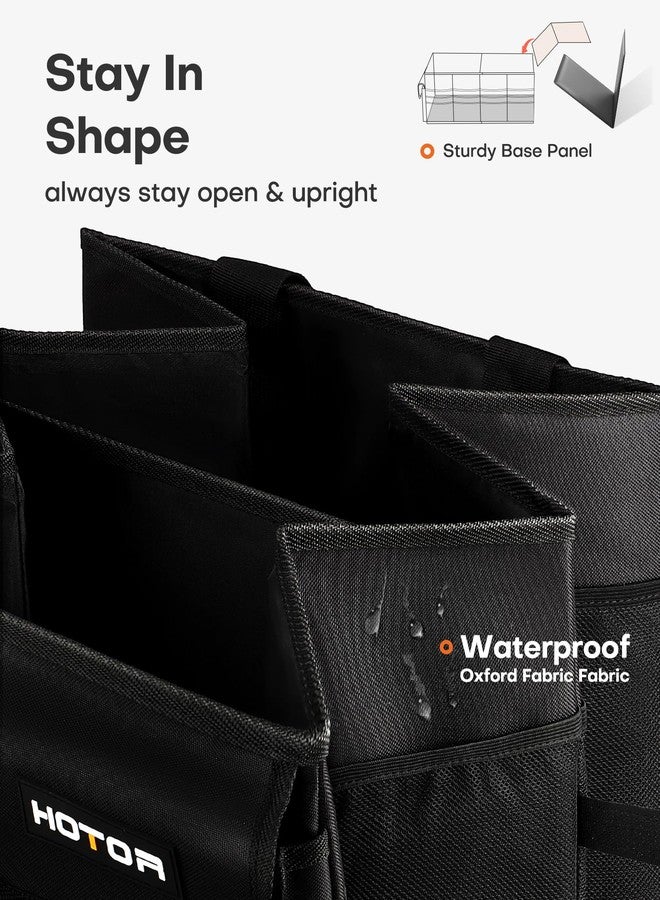 HOTOR Trunk Organizer for Car - Large-Capacity Car Organizer, Foldable Trunk organizer for SUVs & Sedans, Sturdy Car Organization for Car Accessories, Tools, Sundries, Black, 2 Compartments - Image 4