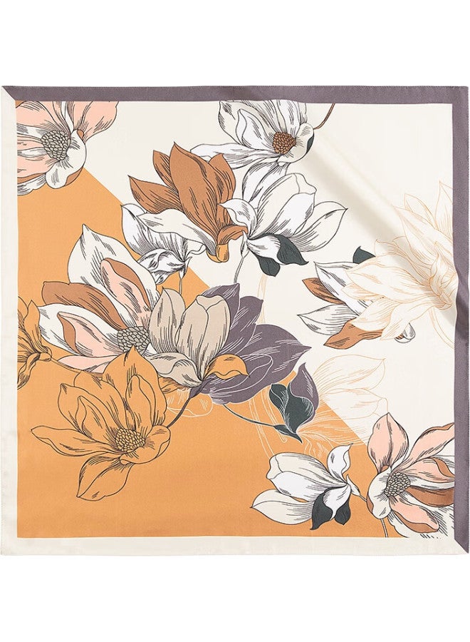 Wanshili Silk Scarf, Mulberry Silk Women'S Square Scarf, 63Cm, Birthday Gift For Mom, Silk Scarf Gift Box, Magnolia Ode - Image 2