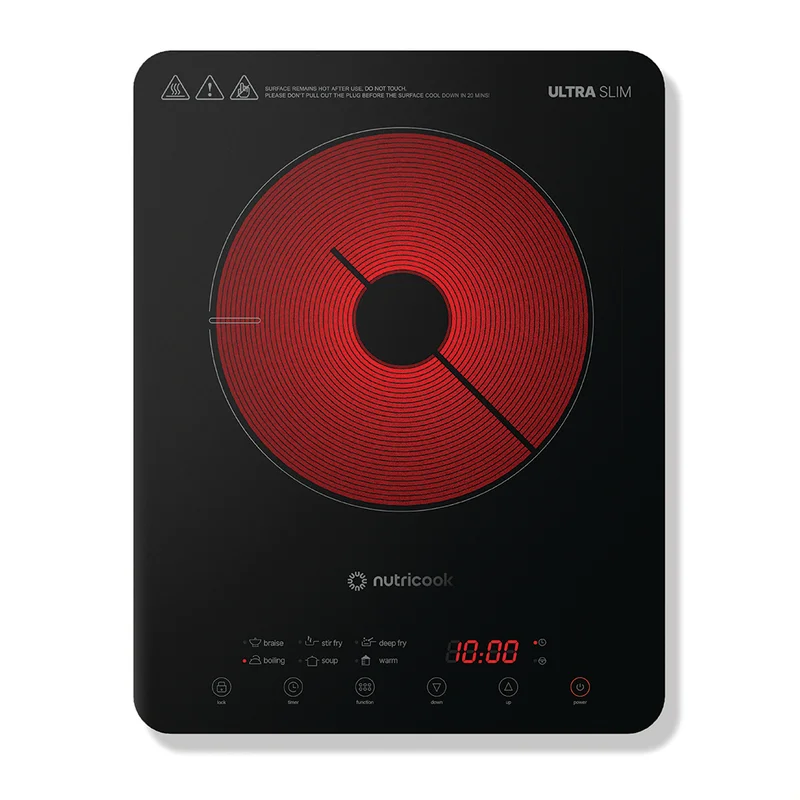 nutricook Infrared Cooker – Up to 650°C, 10 Temperature Settings, 10 Power Levels, 6 Preset Cooking Programs, Child Safety Lock, Ultra-Slim Space-Saving Design, IFC150ME, Black, 2-Year Warranty