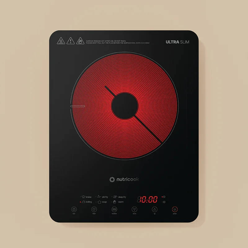 nutricook Infrared Cooker – Up to 650°C, 10 Temperature Settings, 10 Power Levels, 6 Preset Cooking Programs, Child Safety Lock, Ultra-Slim Space-Saving Design, IFC150ME, Black, 2-Year Warranty