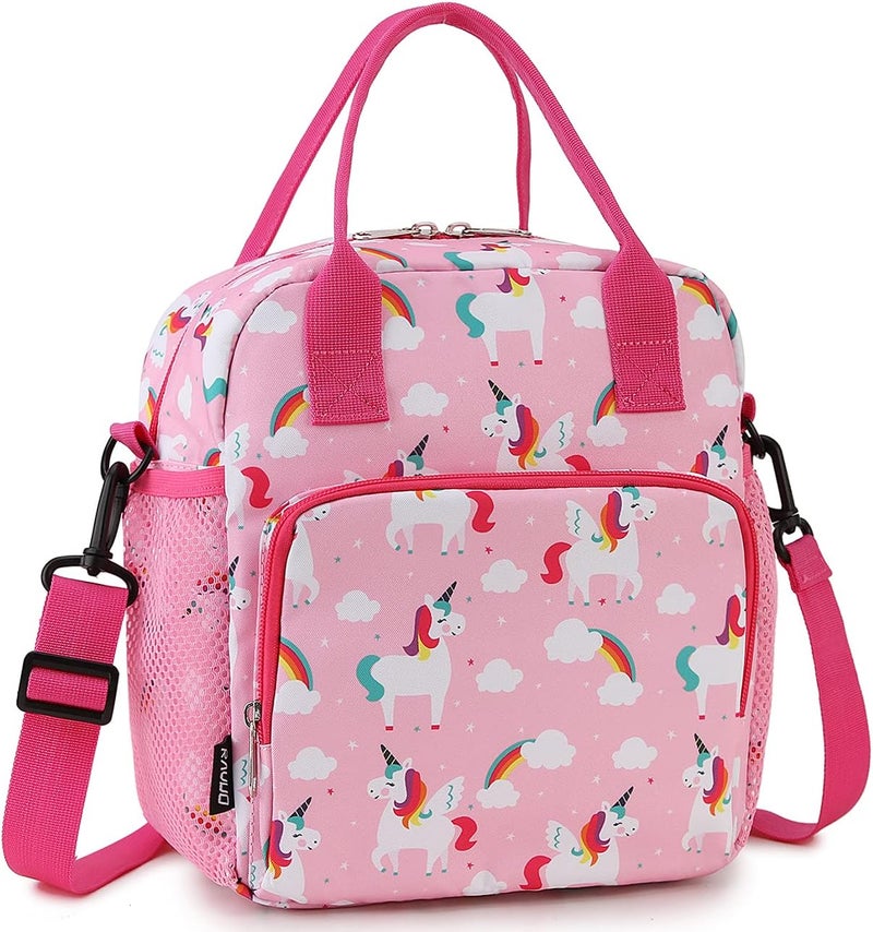 RAVUO Unicorn Lunch Bag for Girl Insulated Cute Girls Lunch Box for Kids Reusable Lunch Tote with Detachable Shoulder Strap Plush - Image 1